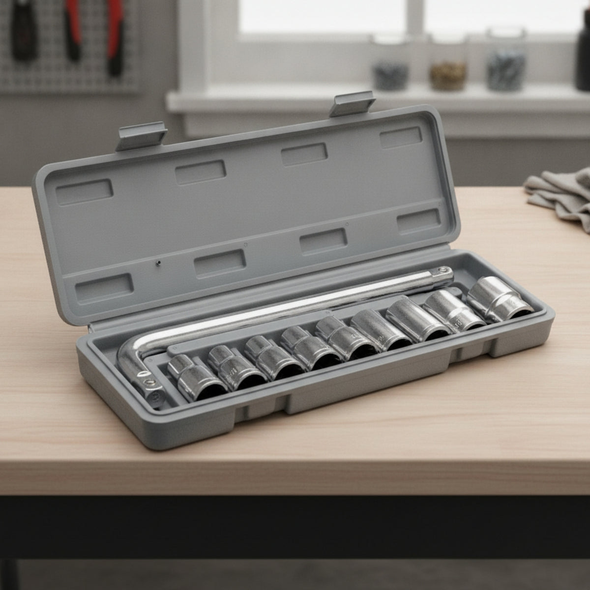 Compact Socket Wrench Set Portable Socket Set with Case Easy to Identify Tool Kit Corrosion-Resistant for Diyers, Mechanics, Garage