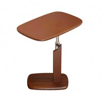Pneumatic Lift Adjustable Side Table Concealed Wheels Mobile Side Table Saddle Leather