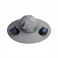 Wide-Brim Sun Hat with Fan Cooling Solar Fan Hat Protection for Gardeners
