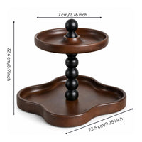 Decorative Wooden Tray with Two Tiers Rustic Two-Tier Tray Compact Tiered Storage Stand Smooth for Dresser