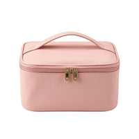 Waterproof Makeup Bag with Brush Slots Zippered Makeup Bag with Handle Compact Cosmetic Travel Organizer Versatile for Bathroom, Vanity