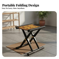 Foldable Wooden Collapsible Frame Stool Lightweight Collapsible Frame Wooden Stool Space-Saving Portable Seating Effortless Setup for Seniors, Fishermen, Fishing, Camping, Entryway, Backyard Gatherings