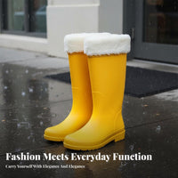 Women's Knee-High Rain Boots Removable Lining Knee High Rain Boots Non-Slip Sole Fleece Lined Rain Boots for Rainy Days, Outdoor, Gardening