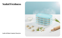 preservingKeeping Multitier Dumpling Box Compartmentalized Lidded Dumpling Tray Stackable Freezer Organizer Transparent container for Meal Preppers, Home Cooks, Families, Refrigerator