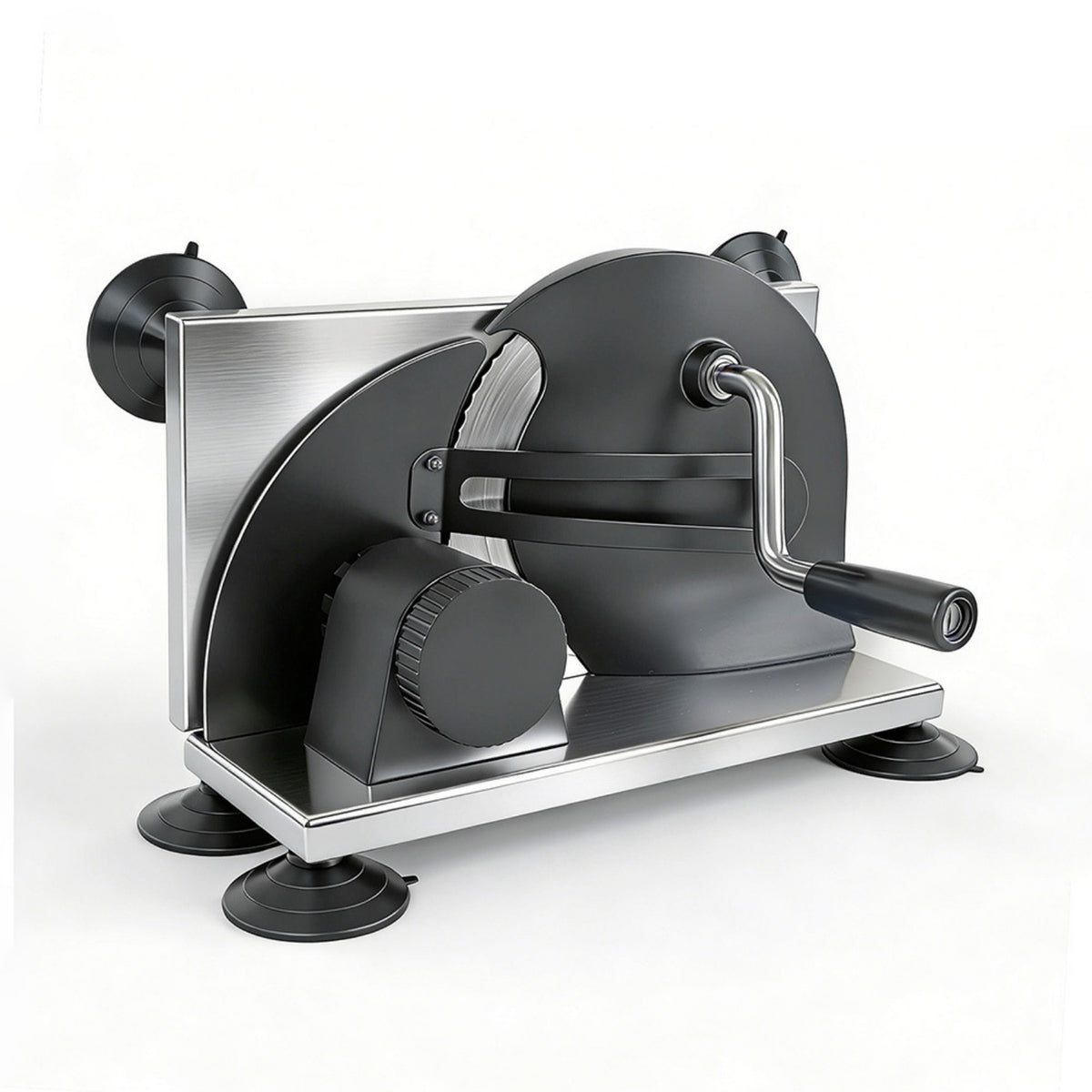Hand Crank Bread Slicer Stainless Steel Manual Bread Slicer Suction Cup Feet Kitchen Tool