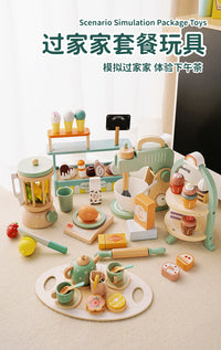 Nordic Wooden Pretend Play Tea Set for Kids