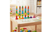 Hand-Eye Coordination Pattern Matching Stacking Beads Reasoning Training Math Counting Beads Set Multi-Functional Color Sorting Bead Stacker for Preschoolers, Kids 3+, Toddlers, Classroom, Playroom