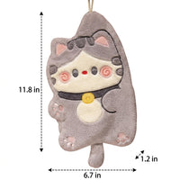 Thick Coral Fleece Cartoon Cat Hanging Hand Towel, High Absorbency Housewarming Gifts, Shedding Resistant Ladies Gifts Ideas Clearance