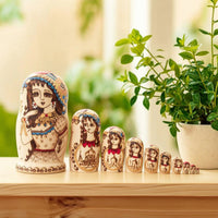 Nesting Doll with Hand-Painted Motif Decorative Matryoshka Doll Hollow for Collectors, Home Decor, Gift Box