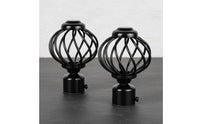 2 Pieces Easy Installation Wrought Iron Curtain Rod Head Adjustable Screw Lantern Design Drapery Finial Twist Design Rod End for Living Room, Bedroom