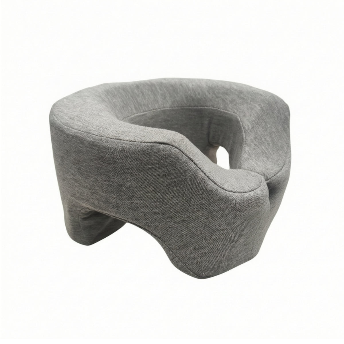 Contoured Face Sleeping Pillow Adjustable U-Shaped Pillow with Open Center Compact Textured for Travelers