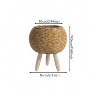 Plastic Liner Rattan Planter with Legs Tapered Woven Planter Basket Decorative Rattan Flower Pot Boho Style