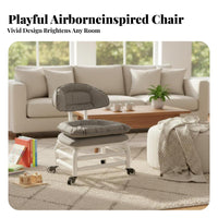 360-Degree Rotation Upholstered Low Chair with Casters Fluffy-Like Comfort Low Roller Seat Padded Cushion Rolling Stool Easy to Clean for Homemakers, Homeowners, Living Room, Bedroom, Playroom, Study