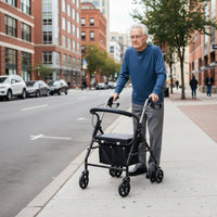 4 Wheel Shopping Mobility Aid Anti-Fall Support Rolling Mobility Aid Foldable Rolling Shopping Carrier Adjustable Height for Seniors, Elderly, Rehabilitation, Outdoor