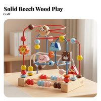 Educational Bead Maze Toy Develops Fine Movement Skills Wooden Bead Maze Promotes Hand-Eye Coordination for Infants, Toddlers
