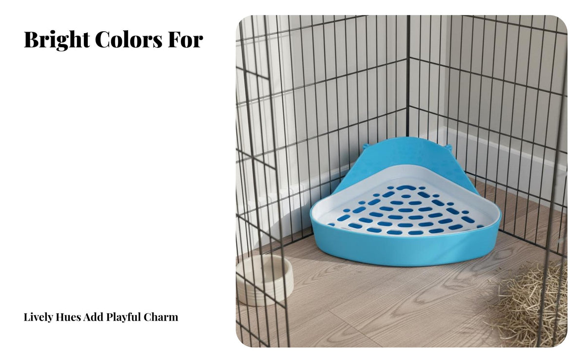 Triangle Hare Toilet Spill-Resistant Guard Cage Corner Toilet Easy to Clean Corner Waste Container for Guinea Pigs, Chinchillas