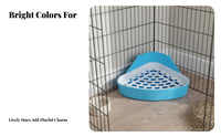 Triangle Hare Toilet Spill-Resistant Guard Cage Corner Toilet Easy to Clean Corner Waste Container for Guinea Pigs, Chinchillas