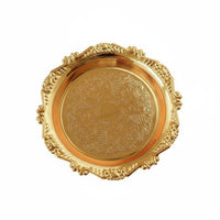 Vintage Gold Candle Tray Ornate Candle Base Baroque Design Metal Plate for Wedding, Party