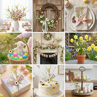 Artificial Easter Egg Flower Branch Easter Decoration Flower Picks for DIY Crafters, Party, Vase Display, Wreath Making