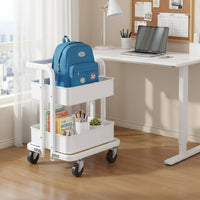 Mobile with Wheels Foldable Rolling Bookshelf Space-Saving 3-Tier Collapsible Trolley Large Storage Capacity Utility Trolley Multi-Functional for Office Workers, Homeowners, Study Room, Classroom, Bedroom, Kitchen