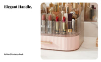 Dustproof Desktop Makeup Organizer with Drawers Large Capacity Multi-Compartment Makeup Box Space-Saving Vanity Holder Easy Reach for Women, Students, Dressing Table, Bedroom, Dorm Room, Bathroom Counter