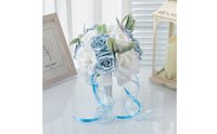 Artificial Rose Bouquet Delicate Bouquet with Silk Ribbon Flowers Romantic Faux for Brides, Weddings