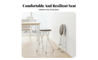 Round Padded Folding Stool Set Space-saving Foldable Chair Portable Seating Solution Soft PU Leather Cushion Sturdy X Support Suitable for Apartments Students Living Rooms Study