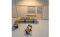L-Shaped Miniature Console Desk with Chair Compact Control Panel Model Realistic Miniature Desk Portable for Railway Layouts