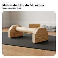 2 Pieces Wooden Parallettes Non-Slip Base Wooden Parallettes Handles Wood Handstand Handles Stable Support Planche Training
