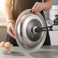 Stainless Steel Pan Lid with Tempered Glass for Frying Pan, Universal Saucepan Lid and Wok Lid, High Temperature Resistant Pot Cover, 1 Pack
