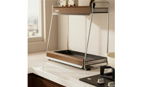 2-Tier Spice Rack Stainless Steel Corner Shelf Organizer Multi-Use Countertop Storage Shelf for Kitchen, Coffee Station