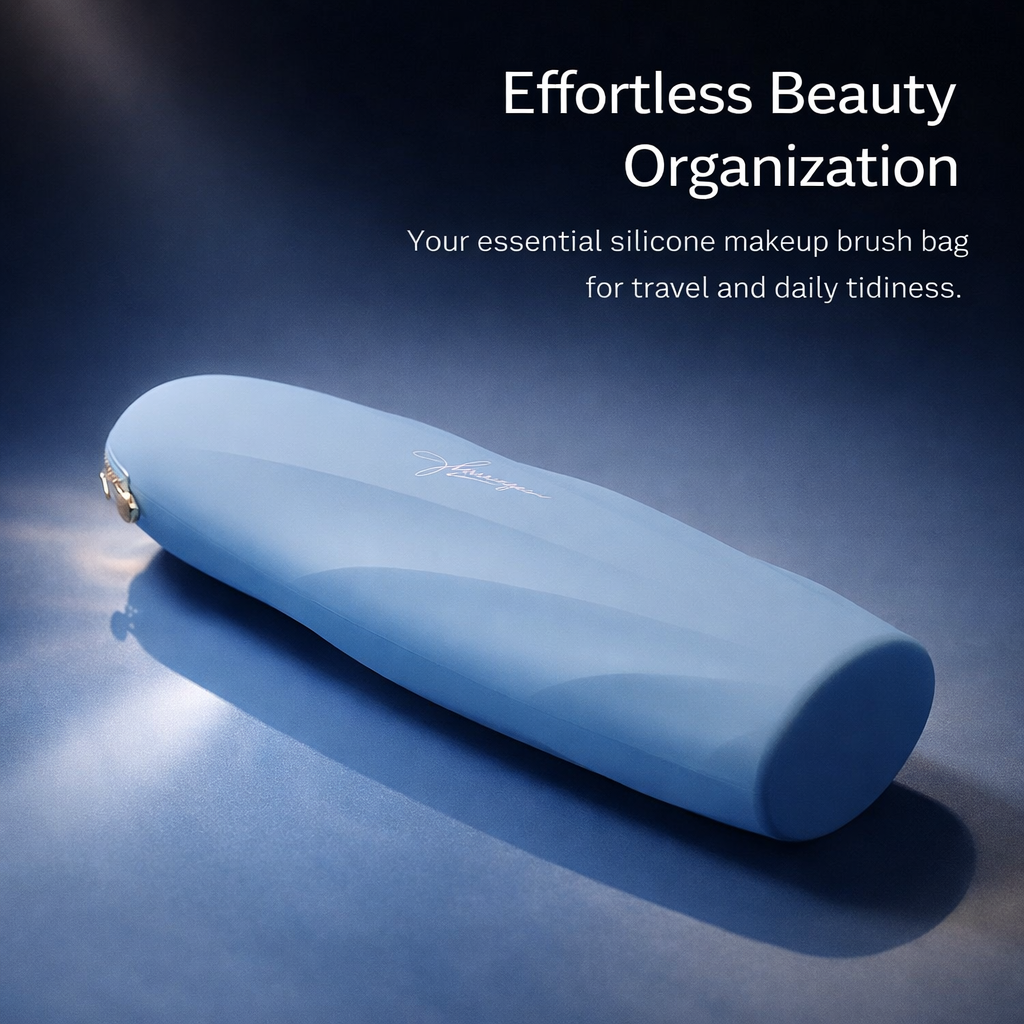 Silicone Makeup Brush Holder, Large Capacity Waterproof Travel Cosmetic Bag, Portable Storage Pouch for Case, Thickened Design