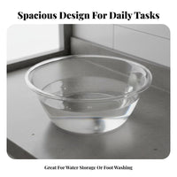 3 Pieces Transparent Bucket and Basin Set With Handle Clear Bucket Basin Ladle Set Easy to Carry Portable Water Pail for Kitchen, Laundry Room