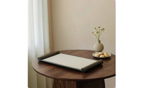 Leather Tray with Metal Frame Modern Rectangular Tray with Metal Rails Elegant for Coffee Table