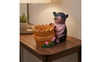 Hand-Painted Pig Ornament Sculpted Pig Statue Small Resin Figurine Decorative for Courtyard, Park, Window Display