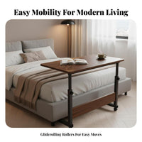 Mobile Design C-Shaped Rolling Cart Multi-Purpose Side Table Space-Saving Nightstand Easy Assembly for Apartment Dwellers, Students, Remote Workers, Bedroom, Living Room, Small Spaces, Home Office