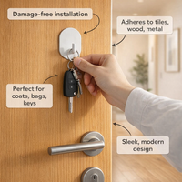 201 Stainless Steel Adhesive Hooks 4 Pack, No Drill Door Hook for Coat and Towel, Utility Hooks for Kitchen Home Organization, Holds up to 5 kg