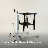 Folding Patient Lift Hand-Crank Manual Transfer Lift Padded Medical Equipment for Home Care, Nursing Transfers