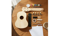 All Parts Included 21 Inch Soprano Ukulele Kit Paintable Wood Wooden Ukulele Making Kit Educational Toy for Children, Beginners, Family Activity, Craft Class