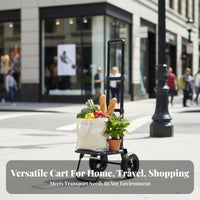 Quiet Wheels Portable Luggage Cart Lightweight Collapsible Luggage Cart Heavy Duty Collapsible Utility Trolley Adjustable Handle for Homeowners, Office Workers, Shopping, Outdoor, Travel, Airport