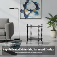 Minimalist Aesthetic C-Shaped Rolling Cart Movable with casters eveningstand Space-Saving Bedside Stand Multi-Functional for Children, Apartment Dwellers, Remote Workers, Bedroom, Small Spaces, Home Office