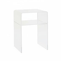 Transparent Design 2-Tier Clear highlight Table Modern design 2-Tier Clear Table Space-Saving Nightstand Easy to Clean for Apartment Dwellers, property owners, Living Room, Bedroom, Corner, Office