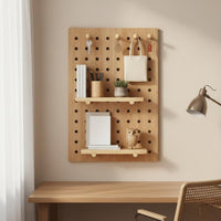 Multi-Functional Wall Mounted Pegboard Shelf Solid Wood Pegboard Wall Organizer Easy Installation Household Storage Modern Design for Entryway, Living Room, Bedroom, Office