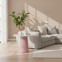 Side Table with Pedestal Modern Tea Table Contemporary Furniture for Living Room, Reading Corner