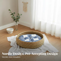 Woven Feline Container Built-in Sharpen Clawser Pet Bed All-Season for Felines, Small Dogsing, Lounging, Living Room