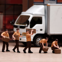 5 Pieces 1/64 Miniature Courier Figurines Authentic Delivery Figures with Boxes Tiny Courier Figure for Collectors, Model Scenes, Truck Displays