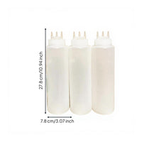 Plastic Squeeze Bottle 3-Hole Condiment Dispenser Wide Mouth