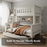 Solid Wood Kids Bunk Bed Space Saving Solid Wood Bunk Bed High Guardrails Bedroom Furniture for Children, Siblings, Small Apartment, Guest Room
