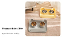 Stainless Steel Double Pet Bowl Spill Proof Cat Food and Water Bowl Set Anti-Slip Base for Cats, Kittens