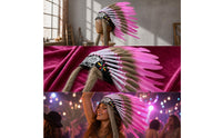 Feather Headdress Costume Feather Headpiece One-Size Boho Headband for Dancers, Cosplayers, Stage Performance